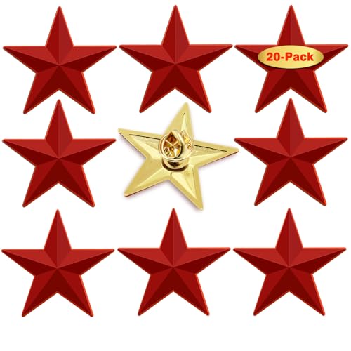 Image of 10 /20 /50 /100 Pcak Red Five-Pointed Star Lapel Pins Bulk-Pentacle Pentagram Lapel Pins Badge Souvenir