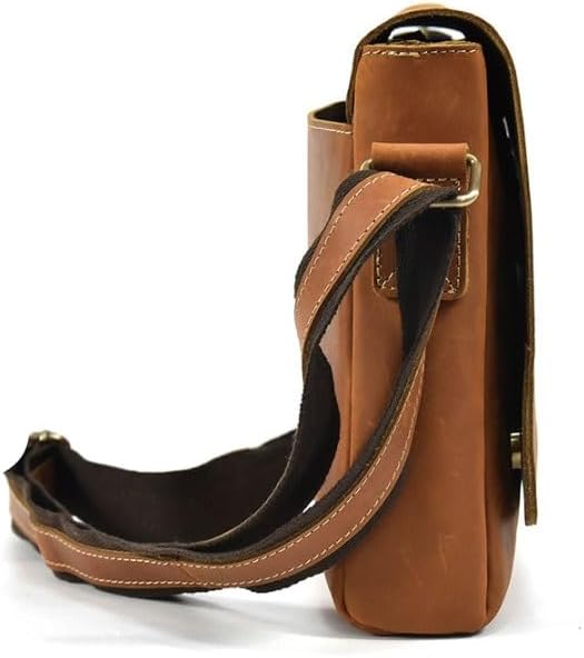 Men's Genuine Leather Crossbody Bag Flip Top Shoulder Single Can Hold