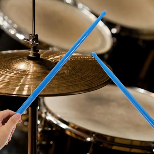 Par de baquetas de percusión de doble extremo con cabezas de nailon y fieltro, mazos musicales universales para práctica en azul cielo para batería y timpani miniatura 5