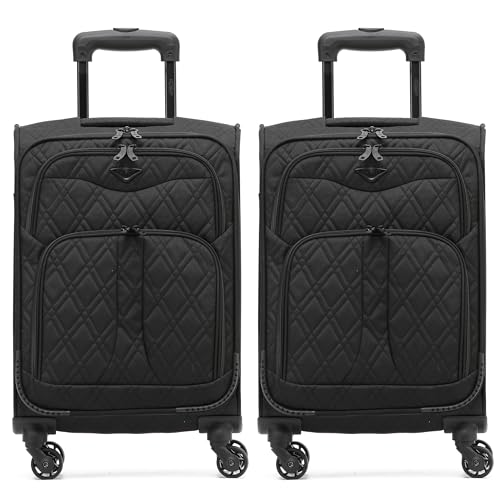 Flight Knight Lightweight 4 Wheel 800D Soft Case Quilted Suitcases Anti Crack Cabin & Hold Luggage Options Approved for Over 100 Airlines Including easyJet, BA & Many More!
