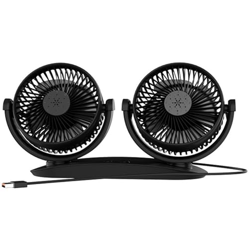 Qidures Ventilador Refrescante Para Coche,Ventilador Eléctrico Doble Para Vehículo | Dispositivo De Enfriamiento Con Rotación 360° Silencioso Y Potente Para Vehículos Camiones Hogar Oficina Escuela