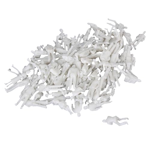 BQLZR White Unpainted Architectural 1:100 Scale Model Figures Standing Figures for Miniature Scenes, White Color Pack of 100