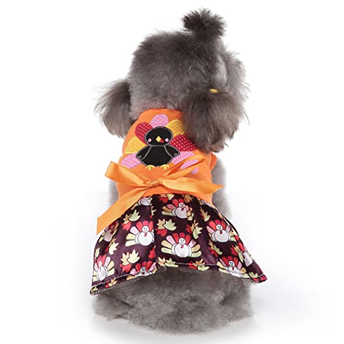 XIAOYU Halloween Thanksgiving Christmas Pet Clothes Dog Turkey Dresses with Bowtie for Small Dogs Cats(M) - Image 2