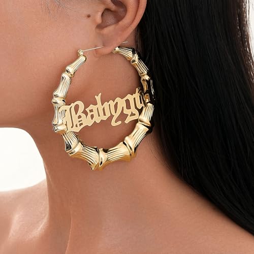 Gold Silver Plated Big Bamboo Hoop Earrings for Women 80s 90s Outfits for Women Hip-Pop Style Party Jewelry Gifts2