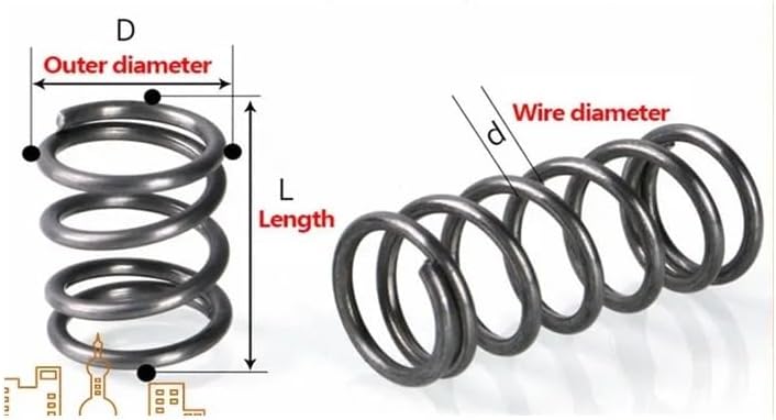 10個 65Mn 圧縮スプリング 線径; 0.3mm 外径; 4-6mm 長さ; 5-50mm(45mm,2mm/0.3mm)
