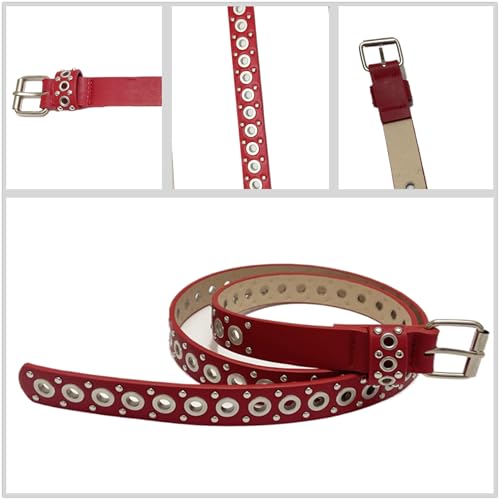 Grommet PU Leather Belts for Women Men Rivet Waist Belt Punk Rock Metal Jeans Belt3