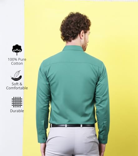 Image of CONTRARY Men's Pure Cotton Solid Stylish Casual & Formal Wear Shirt | Stylish Regular Fit Full Sleeve Comfortable Office Party Trendy Shirt - Multi Color