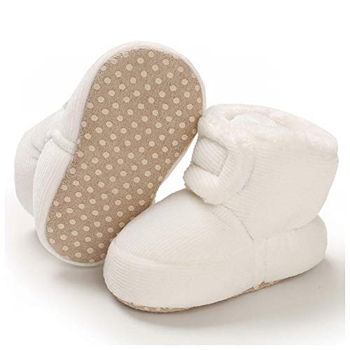 Image of Timatego Newborn Baby Boys Girls Cozy Fleece Booties with Grippers Stay On Slipper Socks Infant Toddler Crib Winter Shoes for Boys Girls