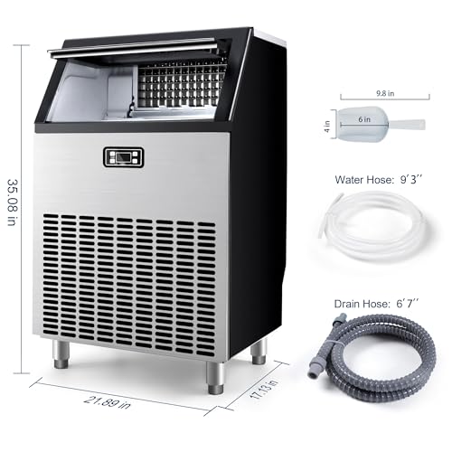 Image of EUHOMY Commercial Ice Maker Machine, 200lbs Daily Output, Under Counter ice Machine with 65lbs Ice Storage Capacity, Perfect for Home /Bar /Restaurant /Outdoor Activities(Stainless Steel)