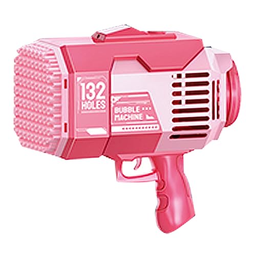 Shop-Always シャボン玉 電動 バブルガン 132穴バズーカ砲 バブルマシン シャボン玉製造機 USB充電式 シャボン玉機 外遊び プール お風呂 多機能 子供 おもちゃ 誕生日 プレゼント ◇KB1141-PK（Amazon）