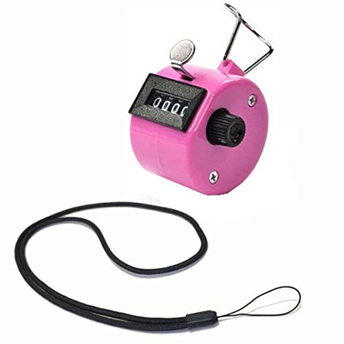 FormVan Hand Tally Counter with Lanyard 4-Digit Mechanical Palm Counter Clicker Counter Handheld Pitch Click Counter Number Count for Row, People, Golf, Lap & Knitting, Pink