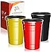 Robin Goods® 3 Bicchieri in Acciaio Inossidabile Nero, Rosso, Giallo - Bicchieri di Alta qualità da 500 ml - Bicchieri da Campeggio - infrangibili e privi di BPA (3 Pezzi - Nero/Rosso/Giallo)