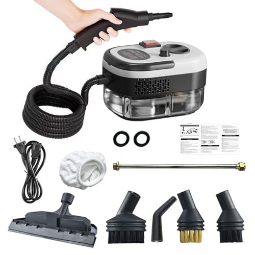 WuXQuuzlh Vaporeta, Vaporeta Limpieza Hogar 2500W, Limpiador a Vapor Portátil, Máquina de Limpieza a Vapor con Tanque 1,2L para Hogar, Cocina, Baño, Coche White-SetB