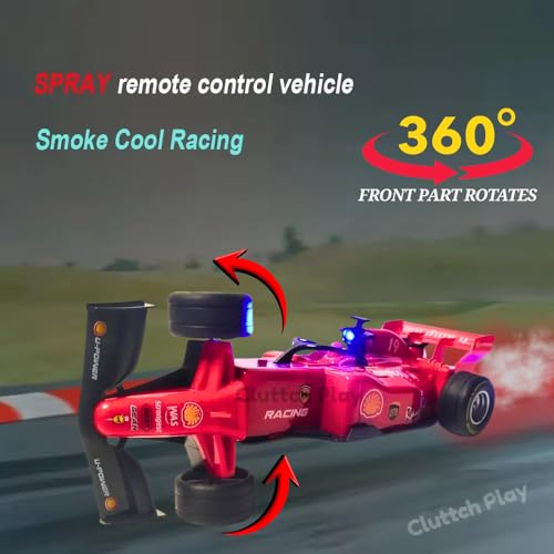 Image of F1 Remote Controller Race Cars for 6-12 Years Old Boys Girls Mist Spray Racing Rechargeable RC Drift Car Toy, Smoke |Fog Stream LED Light |Birthday Gift for Kids and Adults (360 degree F1)