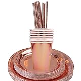 Hübsches Design: Die Tabeware-Materialien aus Papier sind alle in Roségold gehalten, elegant und hübsch, damit sie gut zu Ihrer Dekoration passen und Ihre Gäste beeindrucken. So wird Ihre Party unvergesslich und beeindruckend.