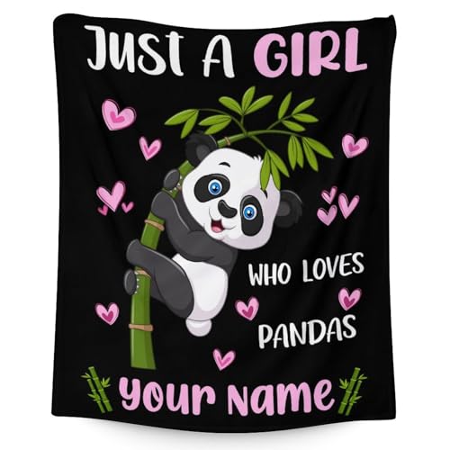 Mercuryelf Custom Panda Throw Blanket - Soft, Fuzzy & Warm - 50x60 Inches Flannel Blankets for Living Room, Sofa - Black Cute Throws Gift for Teens