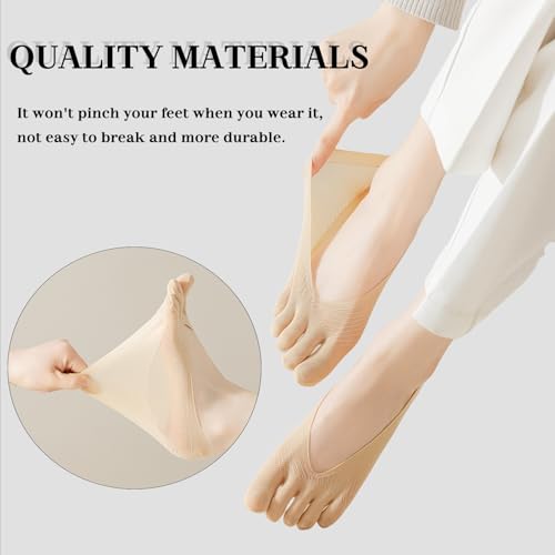 Image of 5 Pairs Toe Separator Socks, No Show Low Cut Yoga Toes, Light Breathable Compression Socks for Women, Non-Slip