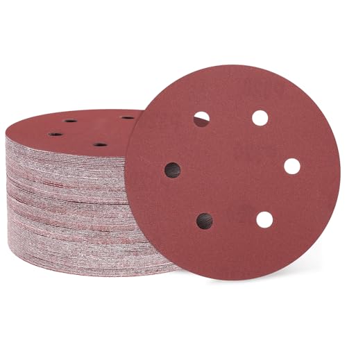 Disque de ponçage 152 mm grain 240 avec 6 trous pour ponceuse orbitale, lot de 100 pièces rouge