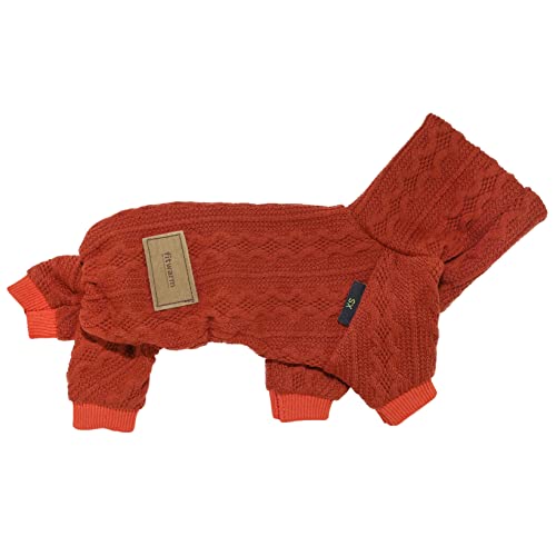 Fitwarm Knitted Dog Sweaters, Turtleneck Pet Pajamas, Dog Winter Clothes For Small Dogs Boy Girl, Cat Apparel, Dark Orange, Xs #TOP2