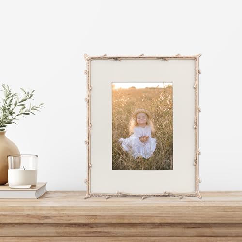 Image of Lawrence Frames Metal Frame, Branch Design, Gold, 8x10, Matted 5x7