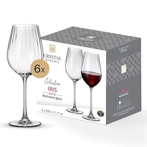 Crystal Bohemia Rotweingläser - Tulpenkelch - 6er Set, je 500 ml, spülmaschinenfest, langlebig, kratzfest & bleifrei - Elegante Weingläser aus Kristallglas - Ideal als Geschenk für Weinliebhaber