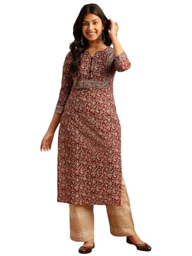 Image of Vbuyz Women's Floral Printed Straight Cotton Special wear Kurtas for Women | Cotton Kurtas for Women | A-Line Kurtas Kurtis | Designer Kurta | Kurtas for Women | Printed Kurtas