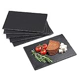  Minuma® Schieferplatten Set 6-teilig  30 x 20 cm aus Naturgestein mit Moosgummi-Füßen zum Schutz von Oberflächen vielseitig einsetzbar z.B. als Servierplatte oder Untersetzer  edle Naturoptik