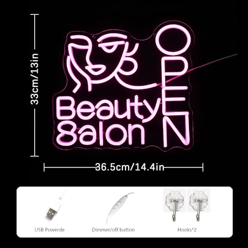 Image of Beauty Salon Open Neon Sign Salon Neon Light Beauty Salon Led Light Open Neon Light Up Sign for Beauty Salon Nails Studio Hairdressing Shop Barber Shop Dressing Room Decoration