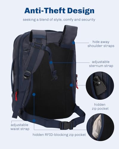 Image of Hynes Eagle Travel Backpack TSA Personal Item Bag Flight Approved Dark Blue