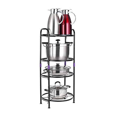 Usmascot 4 Tier Pan Rack, Multi-Functional Kitchen Storage Rack, Multi-Layer Rack Pan Lid Organizer Standing Storage Cabinet Pantry (4 Tier, Black)