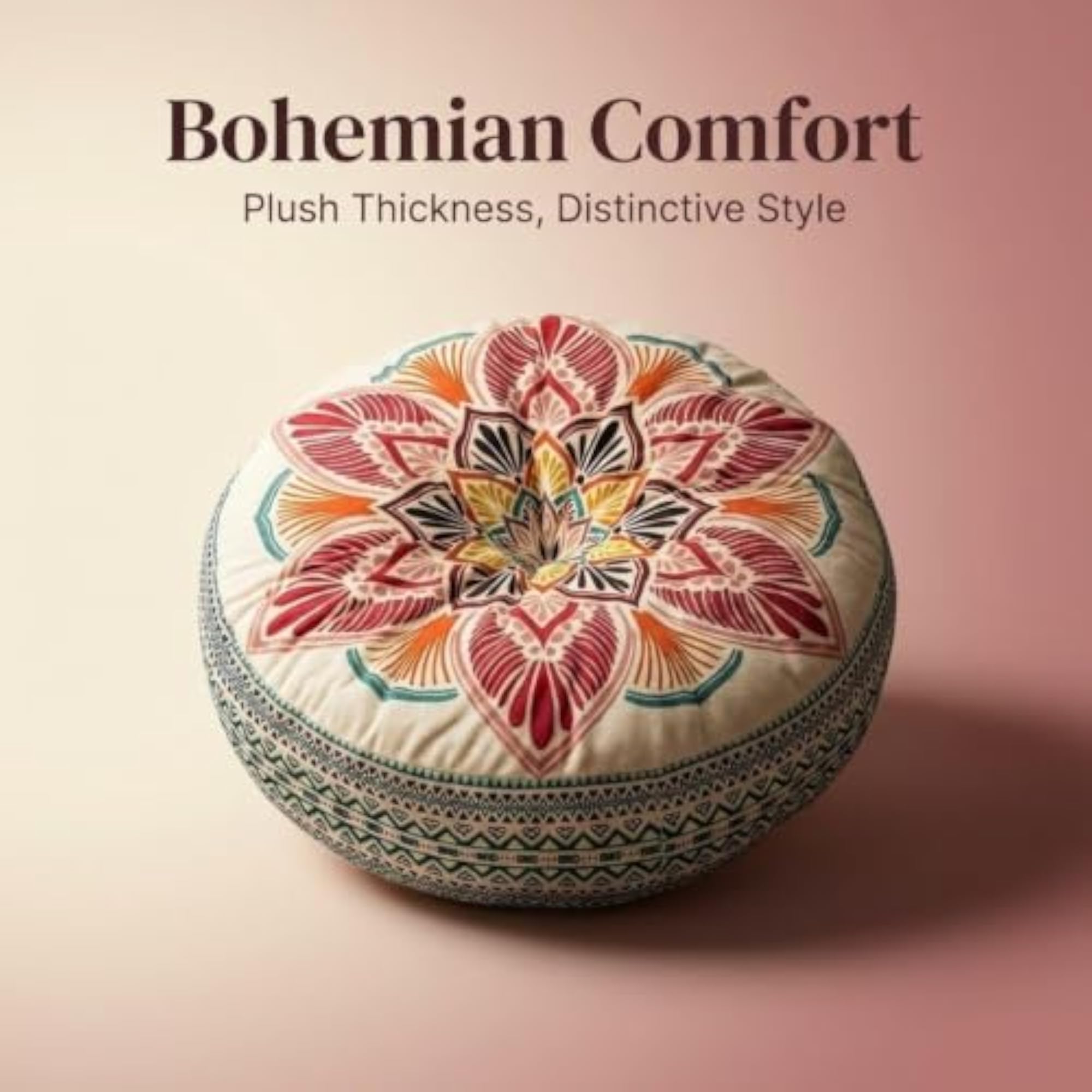 Bohemian Mandala Floor Pillow Cover, Decorative Seating Throw
