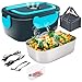 Gentre Fiambrera Electrica 4 en 1 12V/24V/220V~240V Calentador de Comida Portatil con Termo para Coche Camión y Trabajo 1.5L 60W en Acero Inoxidable con Tartera Bolsa Térmica y Juego de Cubiertos
