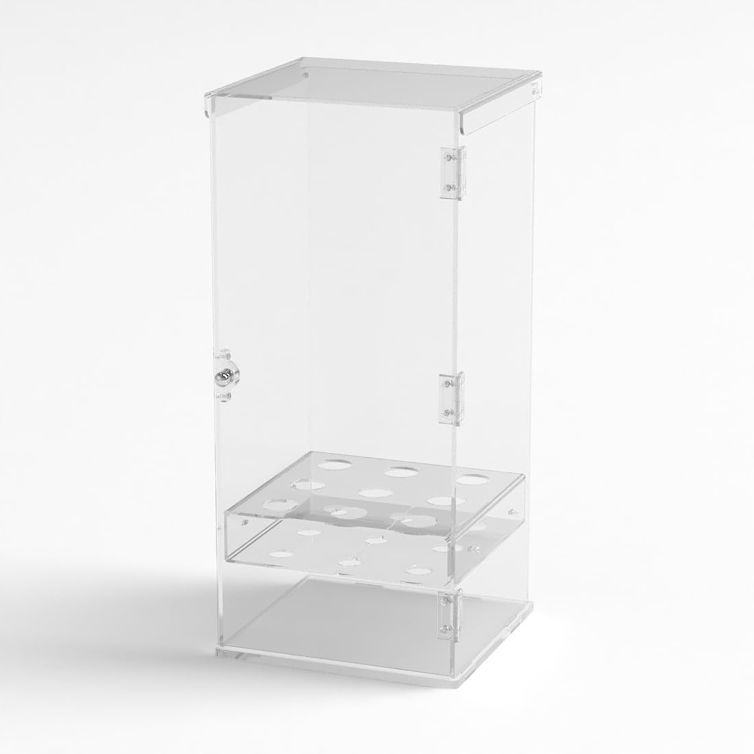 Portaconi gelato in plexiglass trasparente a 9 fori con sportello frontale - Misure: 24x23x H47 cm