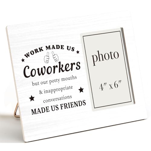CIANMGD Coworker Gifts Picture Frame, Gifts for Work Friends, Coworkers Gift Ideas, Work Bestie Gifts, Funny Gifts for Coworkers Wood Photo Frame, 4 x 6 Inch Photo