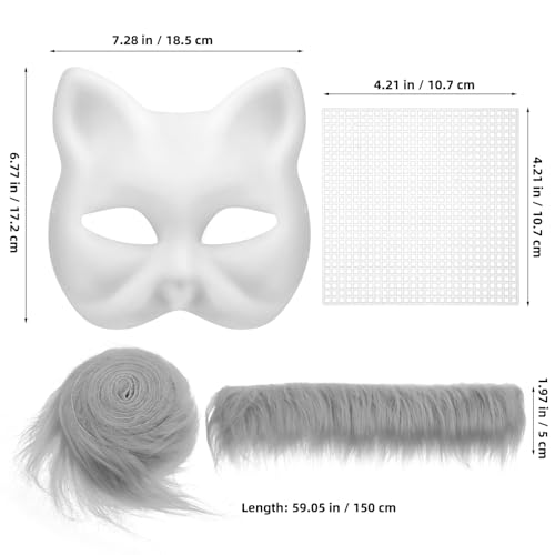 Vaguelly 1 Conjunto De Máscaras De Gato Em Branco Máscaras Therian Brancas Máscaras De Raposa Japone