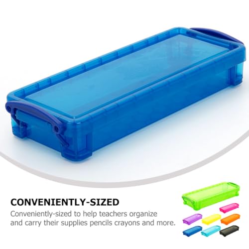 Boîte à crayons semi-transparente avec plusieurs compartiments de rangement de bureau - 5