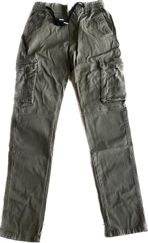 Men's Utility Denim Jeans with Multiple Pockets | Durable Stretch Comfort Fit Work Pants | Water-Resistant Casual & Outdoor Jeans for Men Green Khaki