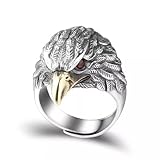 JWM Men's Rings Silver Plated Brass Rings for Men Women Adjustable Open Rings, Exquisite Packaging (Eagle ring)