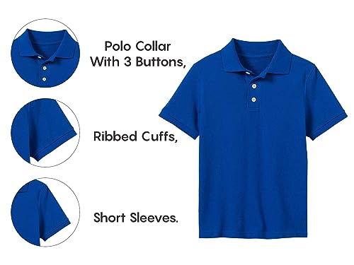 Image of Galaxy by Harvic Polo Shirt for Boys - 5 Pack School Uniform for Boys, Tagless Cotton Blend - Soft Comfortable Everyday Wear
