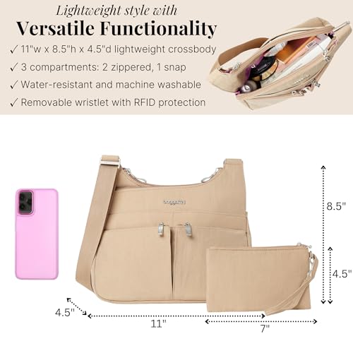 Image of Baggallini Crossbody Travel Bag 11x8.5 Lightweight Water-resistant Nylon Handbag