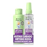 Garnier Fructis Método Rizos con Tratamiento Pre Champú y Sérum Spray para cabello rizado, Rizos y ondas definidas, Ácido hialurónico y Karité, Fórmula vegana, 200ml+150 ml