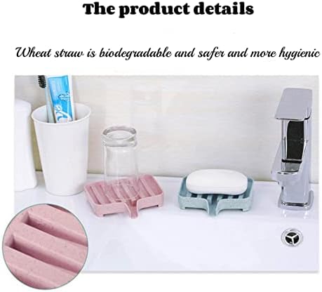 WUBAYI 2Pcs Soap Dish, Self Draining Soap Holder, Portable Shower Soap Box, Non-slip, Easy Clean, Dry, Suitable for Bathroom, Kitchen, Counter Top and Travel (Pink + Blue)