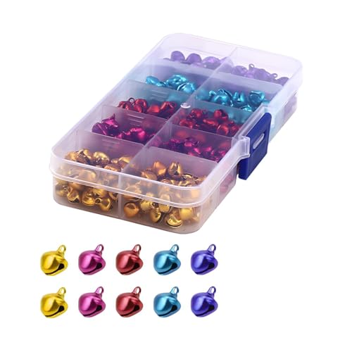 Lot de 300 Grelots en Aluminium Multicolores pour Loisirs Créatifs, Mini Clochettes 8mm avec Son Clair pour Décoration de Noël, Fabrication de Bijoux, Colliers pour Animaux et Couture Artisanale DIY