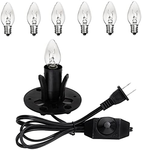 Venforze Himalayan Salt Lamp Cord Replacement with Dimmer Switch and E12 Halogen Salt Lamp Bulbs(6-Pack), 5 Feet Salt Lamps Cords with Base Assembly
