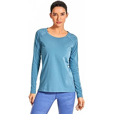 Camiseta CRZ YOGA Manga Larga Algodón Pima Azul Pizarra Cover