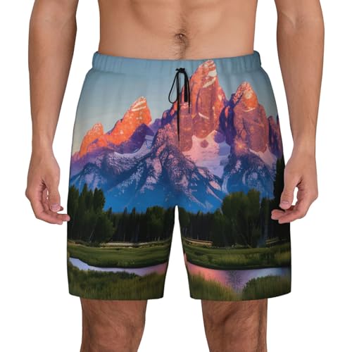 Short de bain homme respirant léger imprimé Grand Teton pour maillot de plage et sport