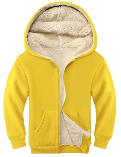 Image of Kids Sherpa Lined Zip Up Hoodie Winter Warm Fleece Jacket 4-15Y