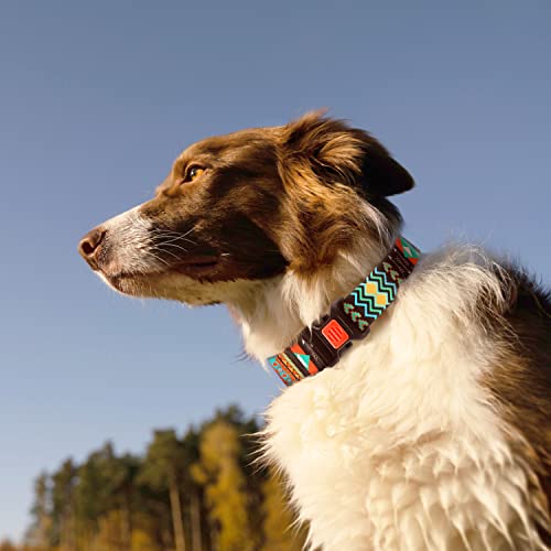 Collardirect Dog Collar For Small Medium Large Dogs Or Puppies, Cute Unique Design With A Quick Release Buckle, Tribal Ethnic Aztec Pattern, Adjustable Soft Nylon (Tribal, Neck Fit 14"-18") #TOP2