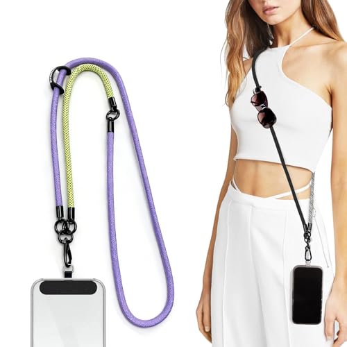 Image of 3-in-1 Adjustable Anti-Theft Phone Lanyard with Tether Tab, Universal Crossbody Neck Wrist Strap for most mobile phone cases, cameras, headphones, USB flash drives, ID cards