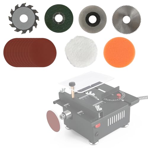 YSJWAER Mini Small Multi-Functional Table-Saw - Portable Crafts Table Saw Speed Angle Cutting Depth Adjustable Cutting Sanding Engraving for Wood Acrylic PCB Plastic